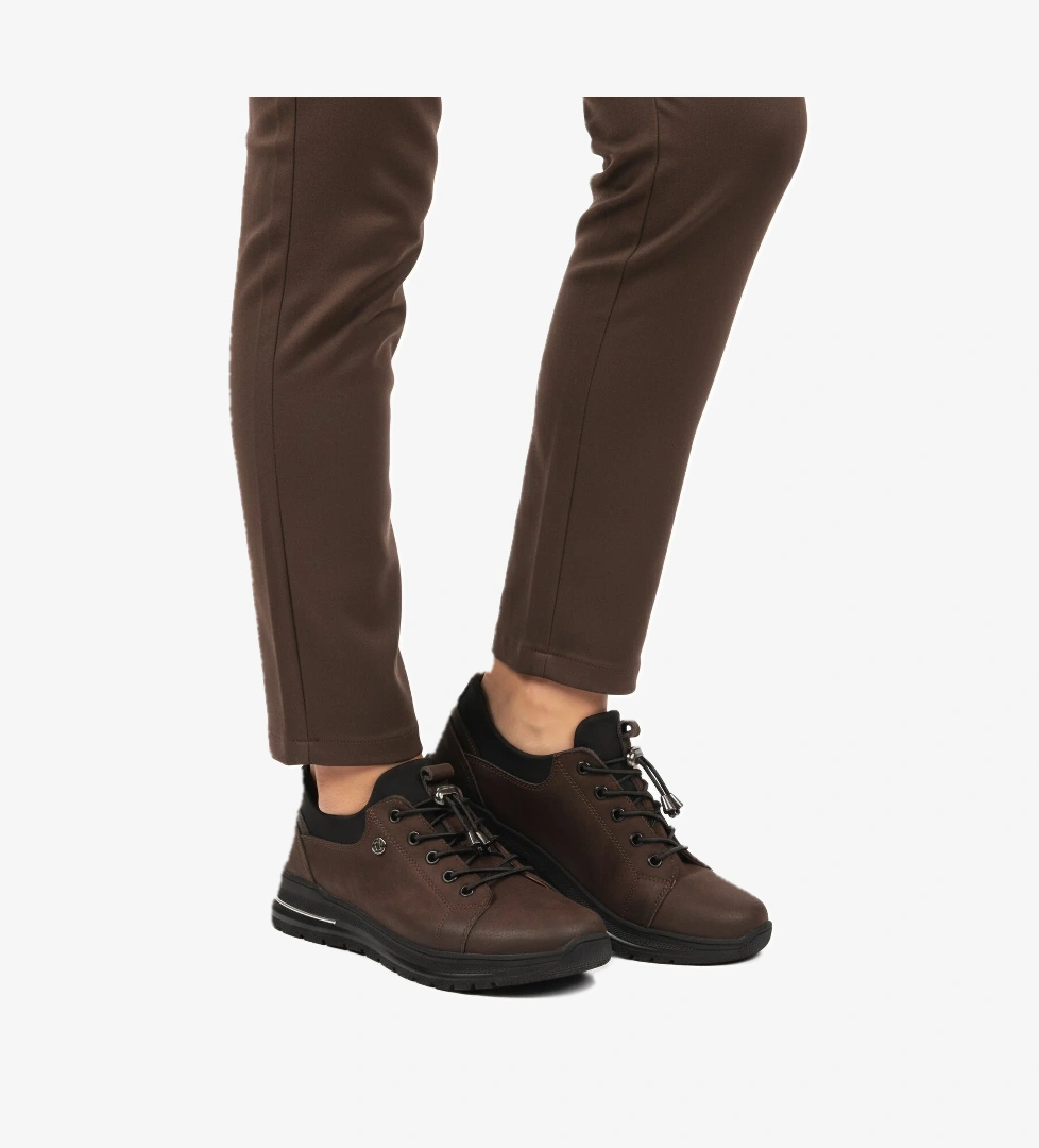 Kahve Nubuk Lastik Bağcıklı Kadın Casual Ayakkabı 5004 Z