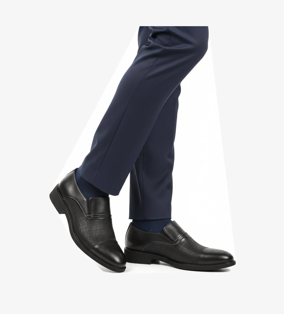 Siyah Hakiki Deri Kaymaz Taban Erkek Klasik Ayakkabı 380 M