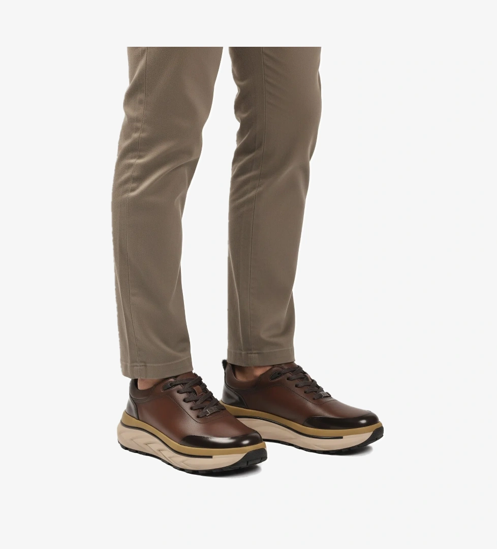 Kahve Hakiki Deri Bağcıklı Erkek Sneaker 152-22390 M