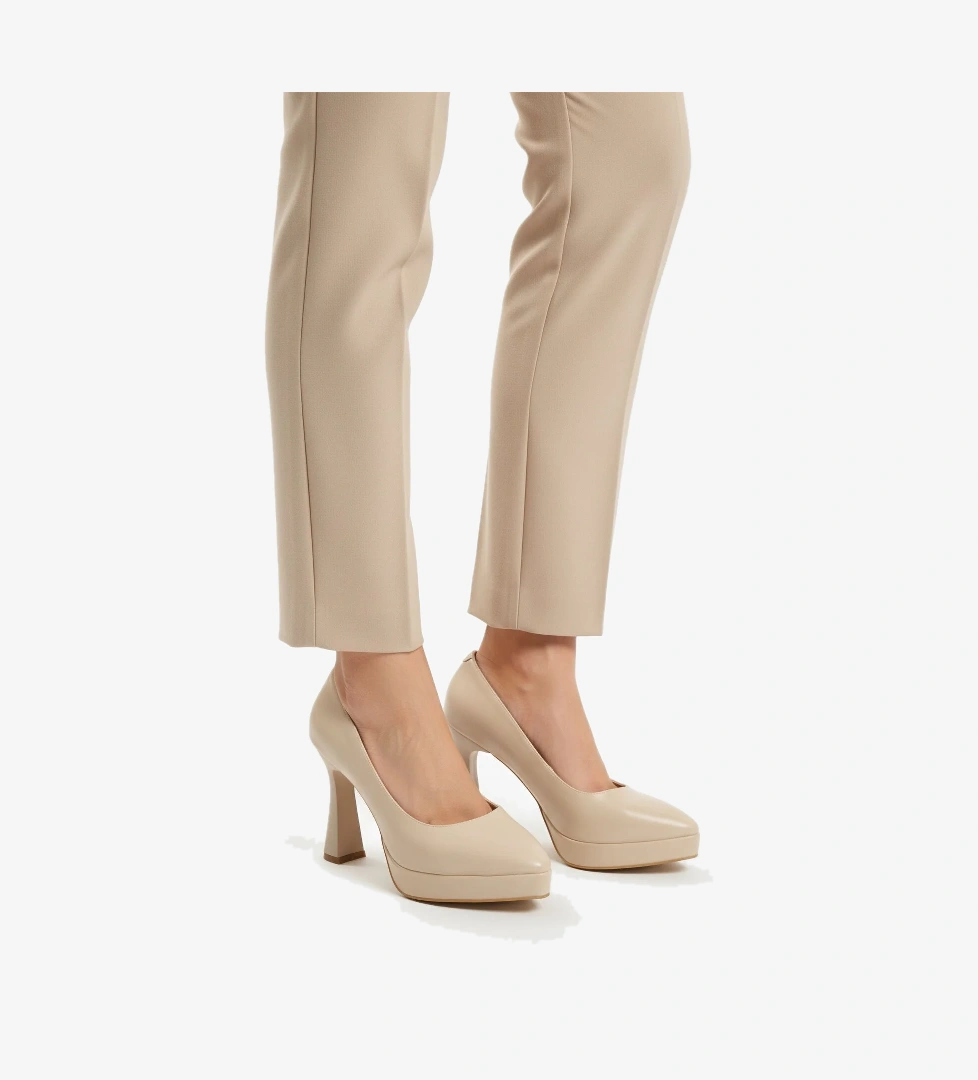 Bej İnce Uzun Kadın Topuklu Ayakkabı 448206 Z