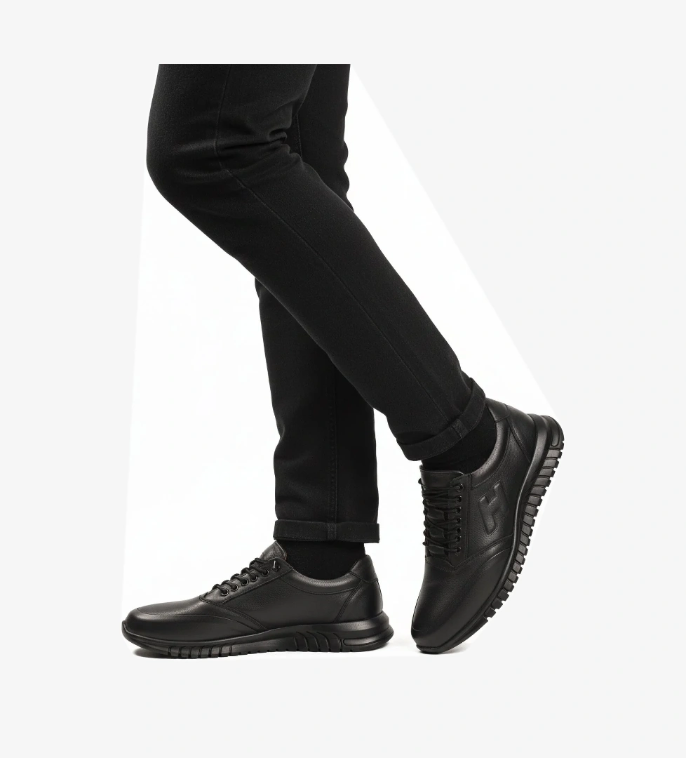 Siyah Bağcıklı Deri Jel Taban Anatomik Erkek Casual Ayakkabı 315 M