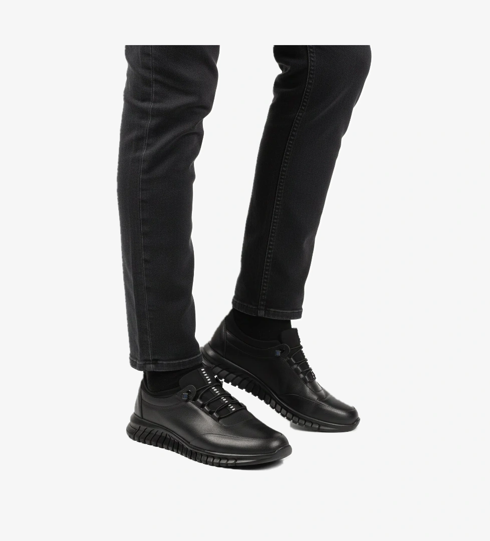 Siyah Bağcıklı Anatomik Jel Taban Deri Erkek Casual Ayakkabı 316 M