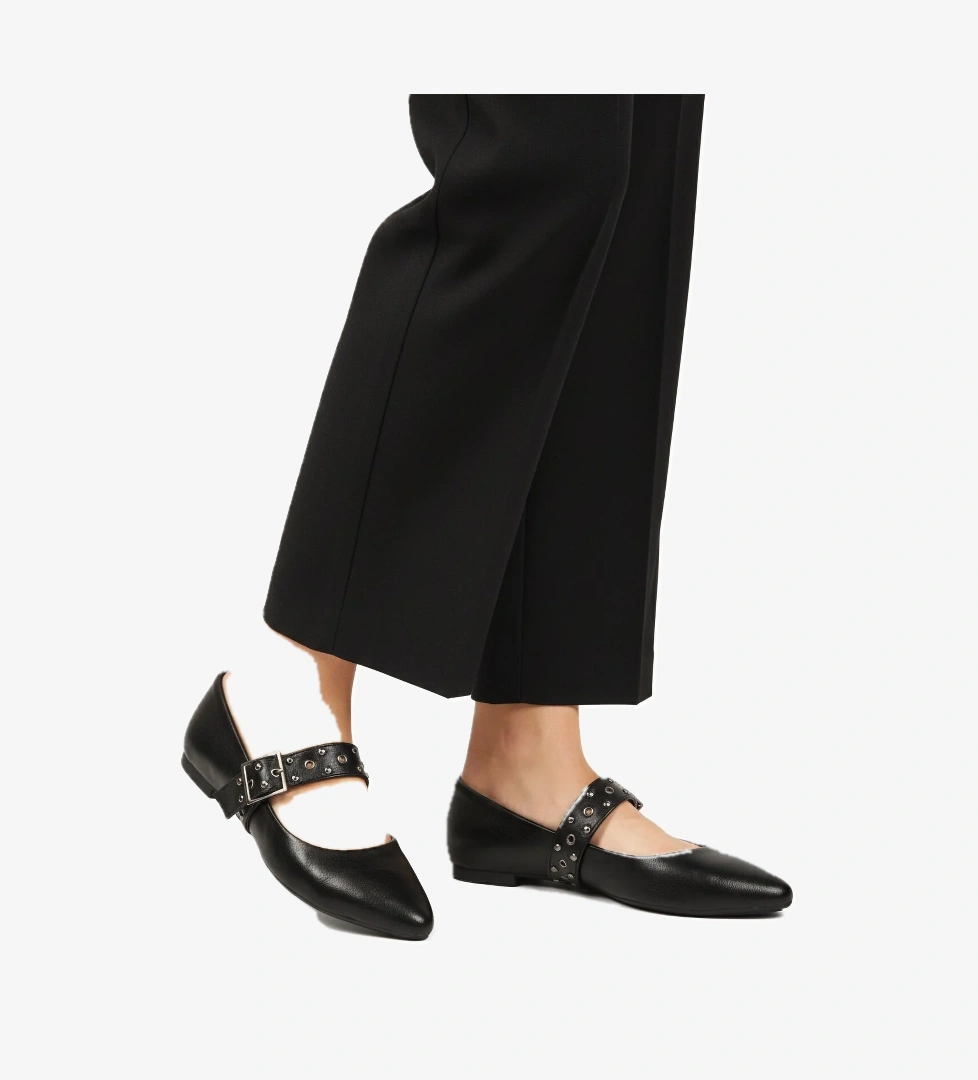 Siyah Cilt Kemerli Hafif Esnek Kadın Babet 209166 Z