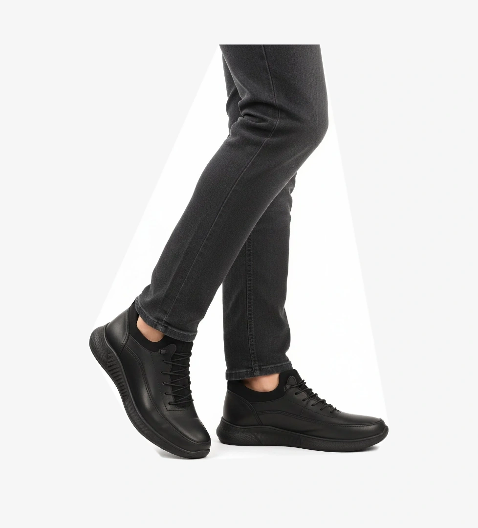 Siyah Floter Hakiki Deri Erkek Casual Ayakkabı 110 M