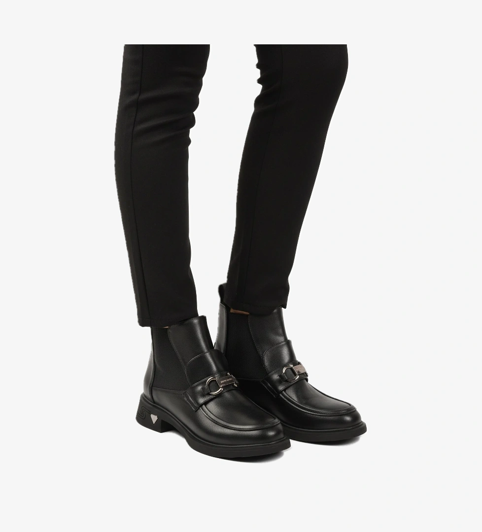 Siyah Elastik Kolay Giyilebilir Kaymaz Taban Kadın Bot PC-55250 Z - Görsel 1