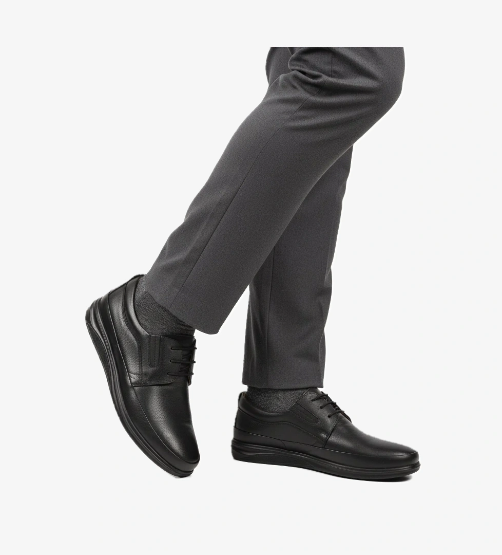 Siyah Bağcıklı Jel Taban Anatomik Hakiki Deri Erkek Casual Ayakkabı 478 M