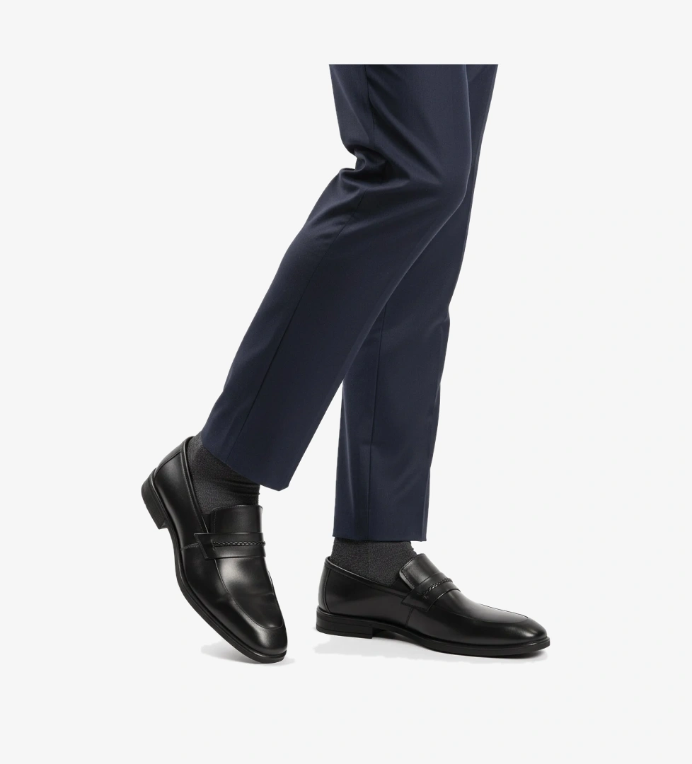 Siyah Hakiki Deri Kaymaz Taban Erkek Klasik Ayakkabı 854 M