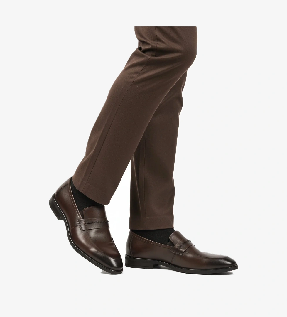 Kahve Hakiki Deri Kaymaz Taban Erkek Klasik Ayakkabı 854 M