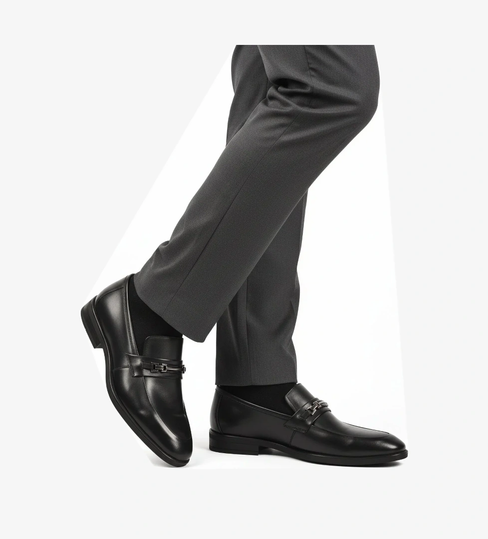 Siyah Hakiki Deri Kaymaz Taban Erkek Klasik Ayakkabı 854-T M - Görsel 1