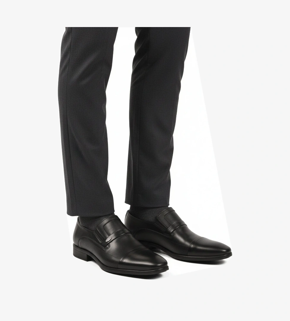 Siyah Hakiki Deri Kaymaz Taban Erkek Klasik Ayakkabı 976 M