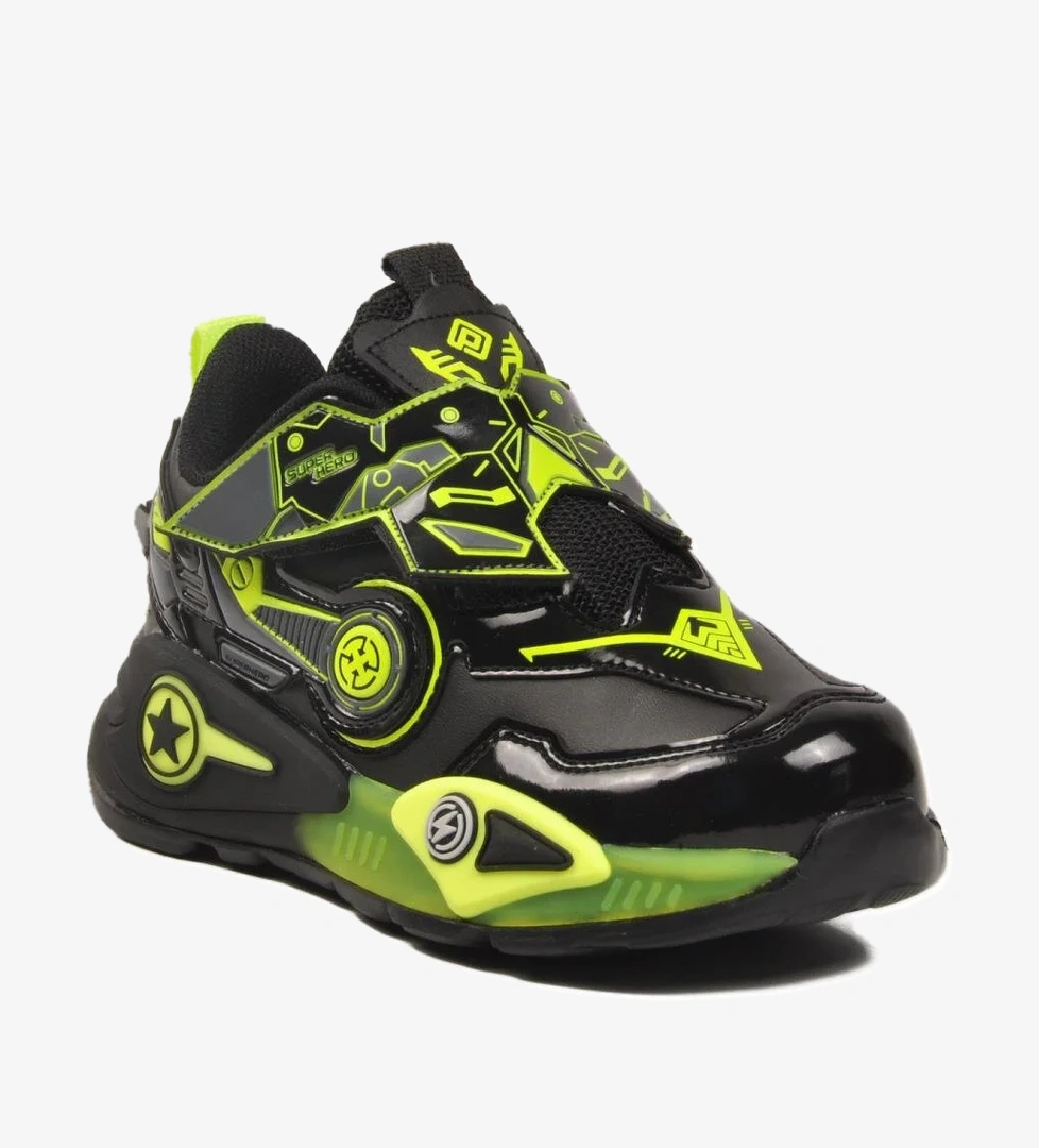 Walkway 2044 P Siyah-Fosfor Sarı Mevsimlik Çocuk Spor Ayakkabı model görseli