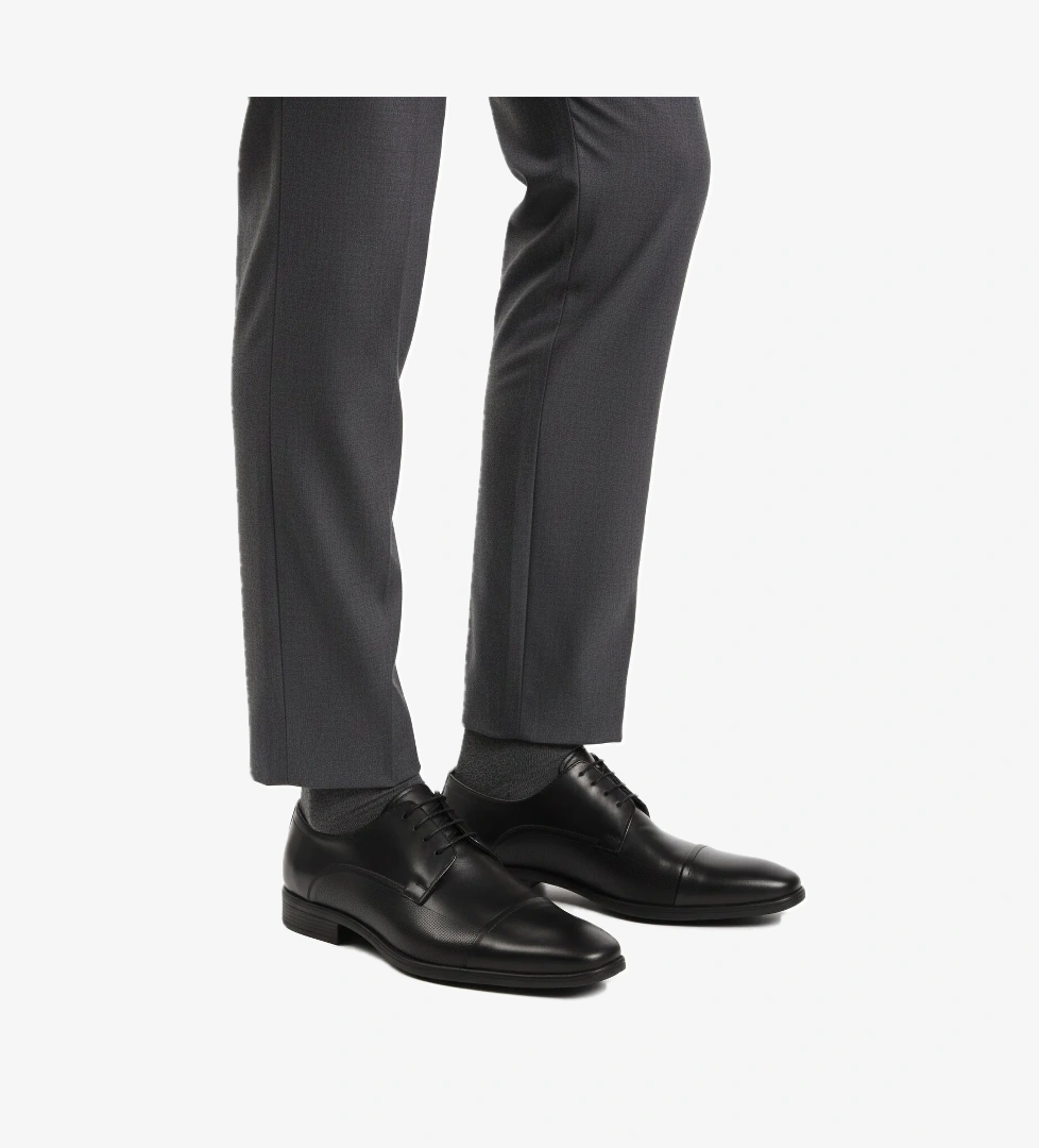 A Spor Aspor Siyah Hakiki Deri Bağcıklı Erkek Klasik Ayakkabı model görseli