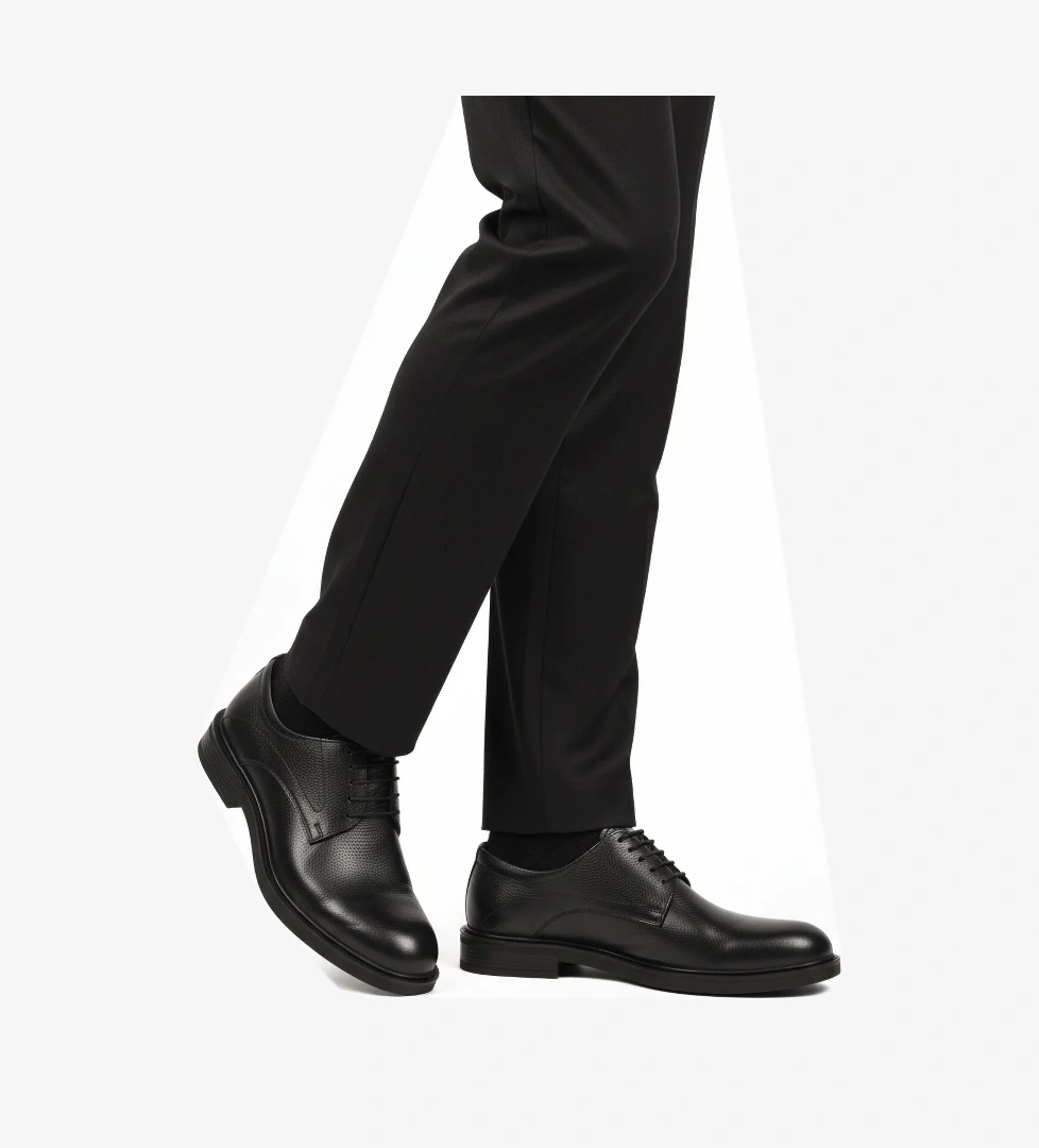 Aspor Siyah Hakiki Deri Bağcıklı Erkek Klasik Ayakkabı - Görsel 1