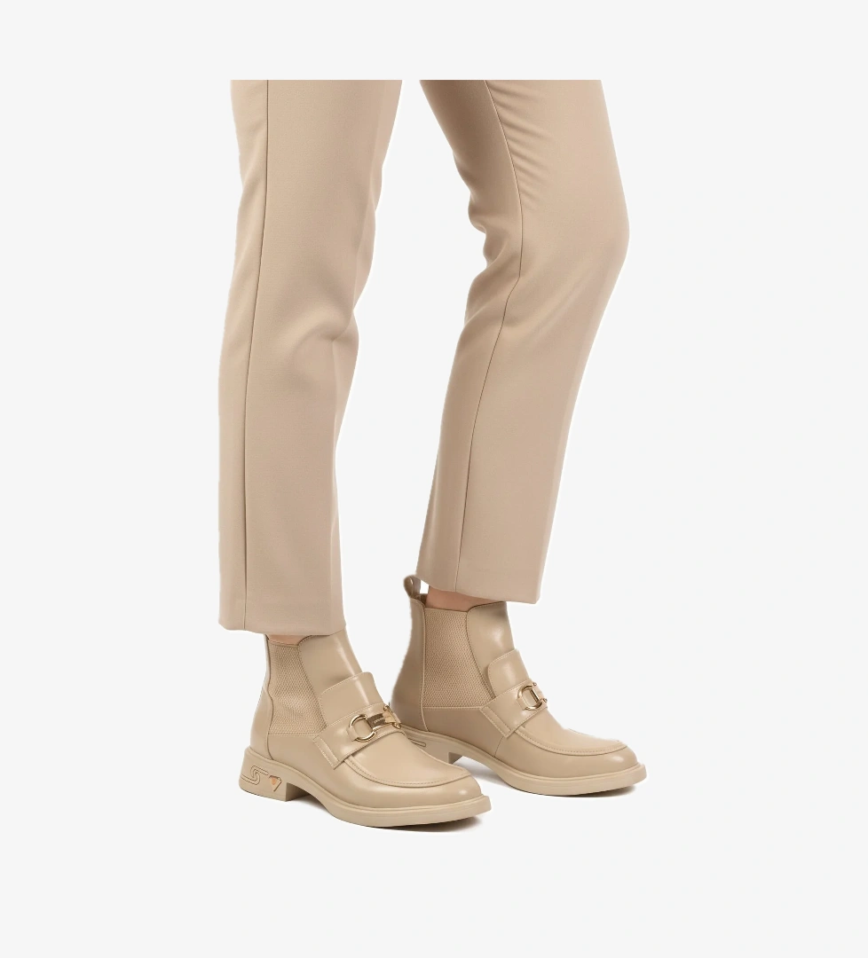 Krem Kadın Topuklu Bot