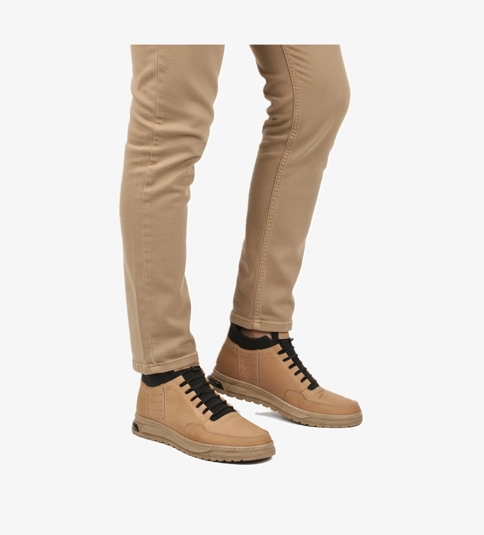 A Spor Aspor Kum Nubuk Hakiki Deri İçi Kürklü Erkek Düz Bot model görseli