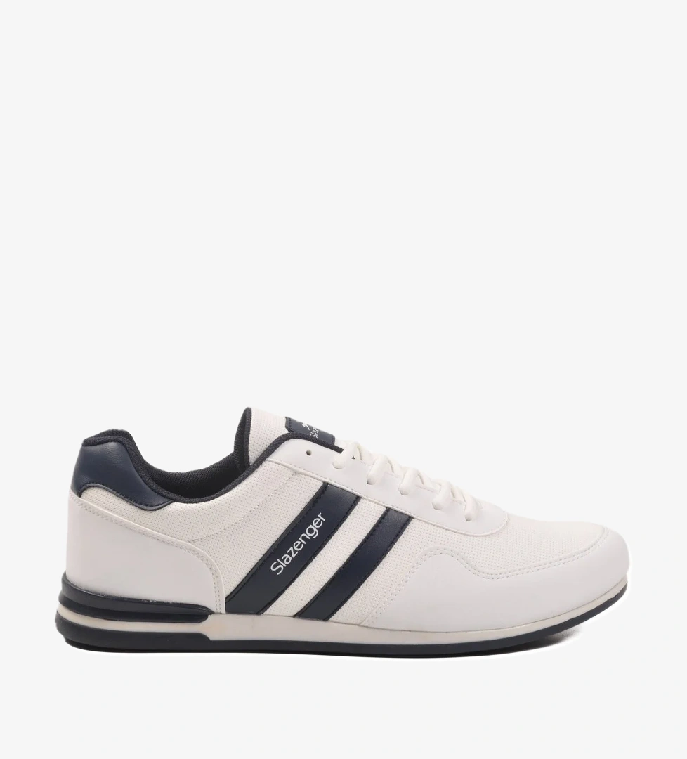 Beyaz Lacivert Büyük Numara Bağcıklı Erkek Spor Ayakkabı