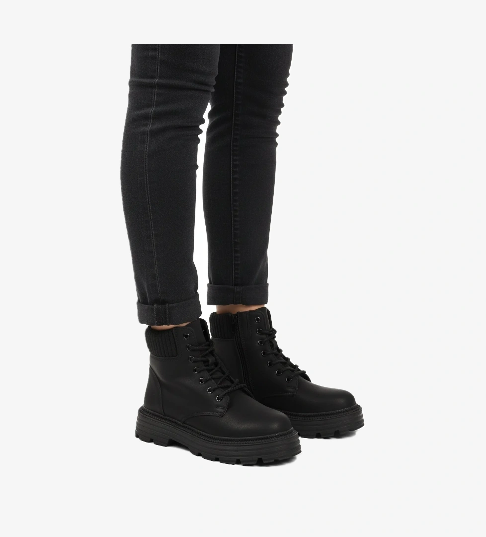 Aspor Siyah Zümrüt Polarlı Fermuarlı Kadın Topuklu Bot - Görsel 1