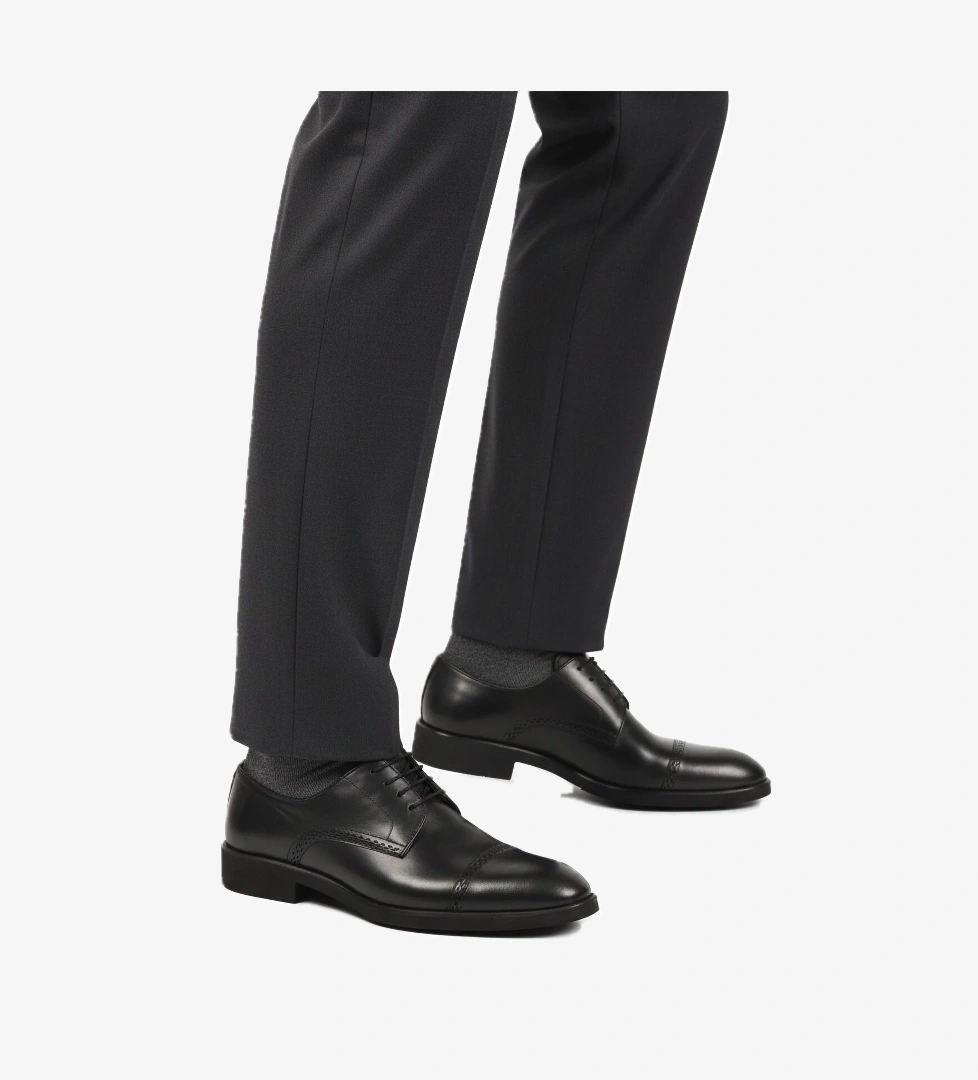 Aspor Siyah Hakiki Deri Bağcıklı Erkek Klasik Ayakkabı