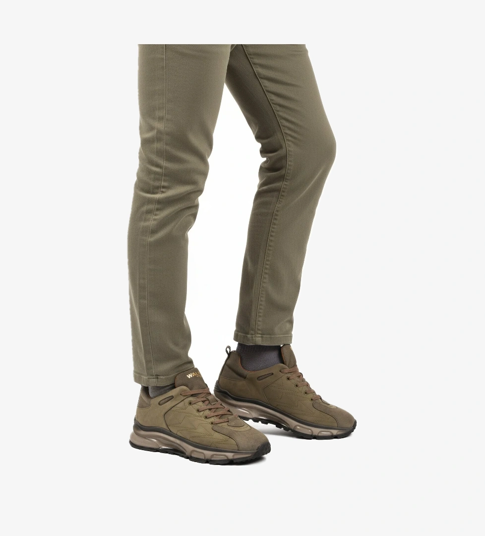 Haki Bağcıklı Hakiki Deri Erkek Spor Ayakkabı