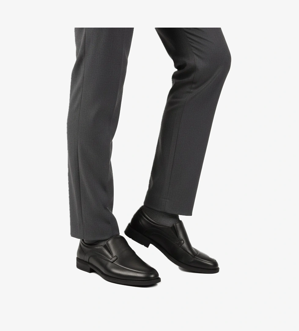 Aspor Siyah Bağcıksız Deri Erkek Casual Ayakkabı - Görsel 1