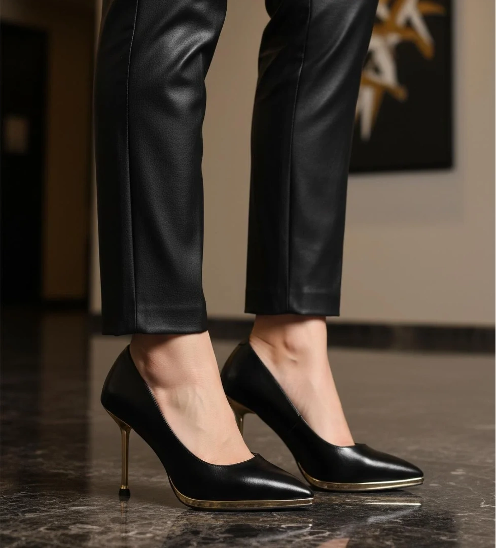 Siyah Kadın İnceTopuklu Ayakkabı 448205 Z