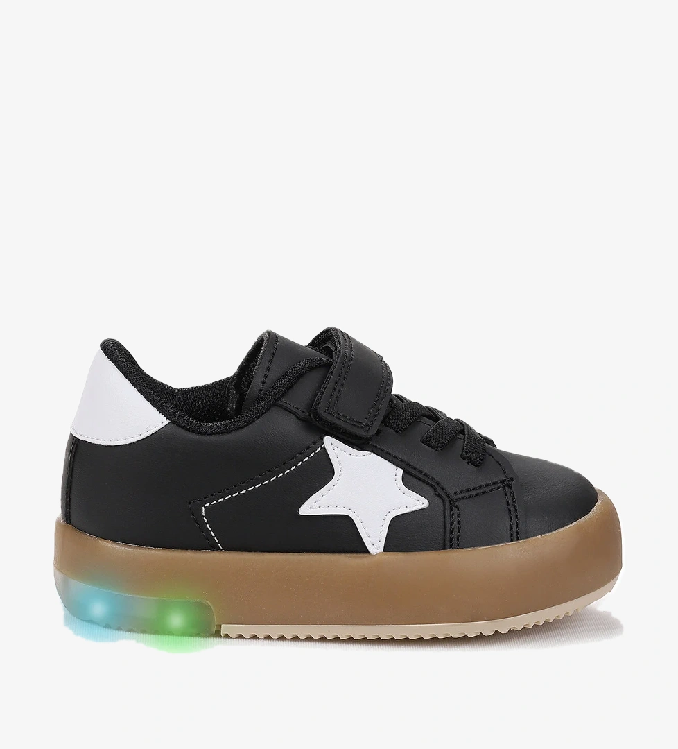 Rena Günlük Cırtlı Işıklı Kız Bebek Spor Ayakkabı Siyah - Beyaz