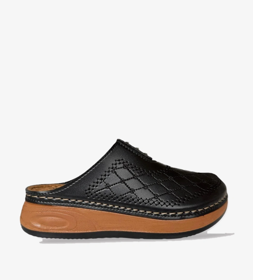 Önü Kapalı Kışlık Ortopedik Günlük Kadın Terlik SİYAH - GÜMÜŞ