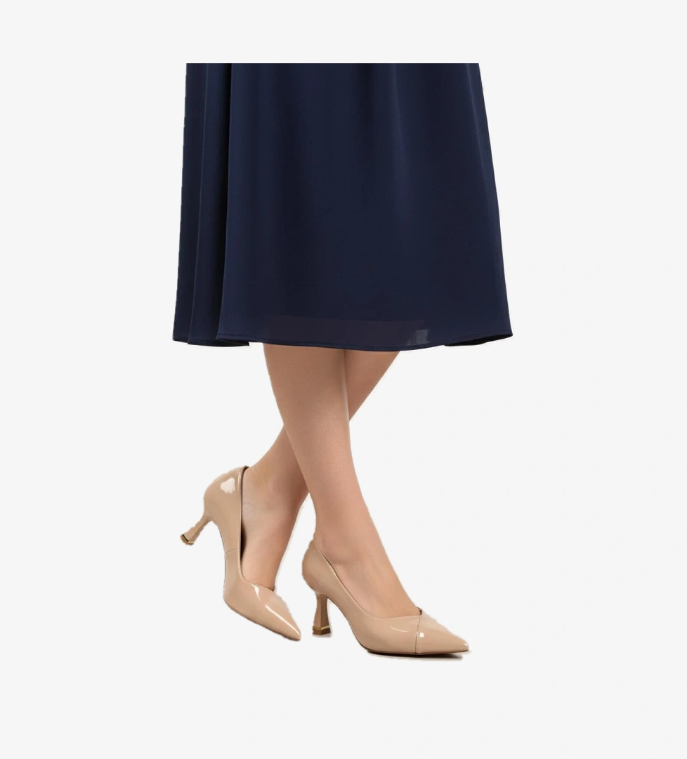 357164 Z Nude Rugan Kadın Topuklu Ayakkabı