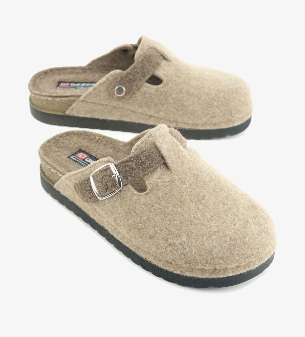 Kadın Kışlık Rahat Taban Tek Toka Ayarlanabilir Keçe Ev Bahçe Terlik - Görsel 1