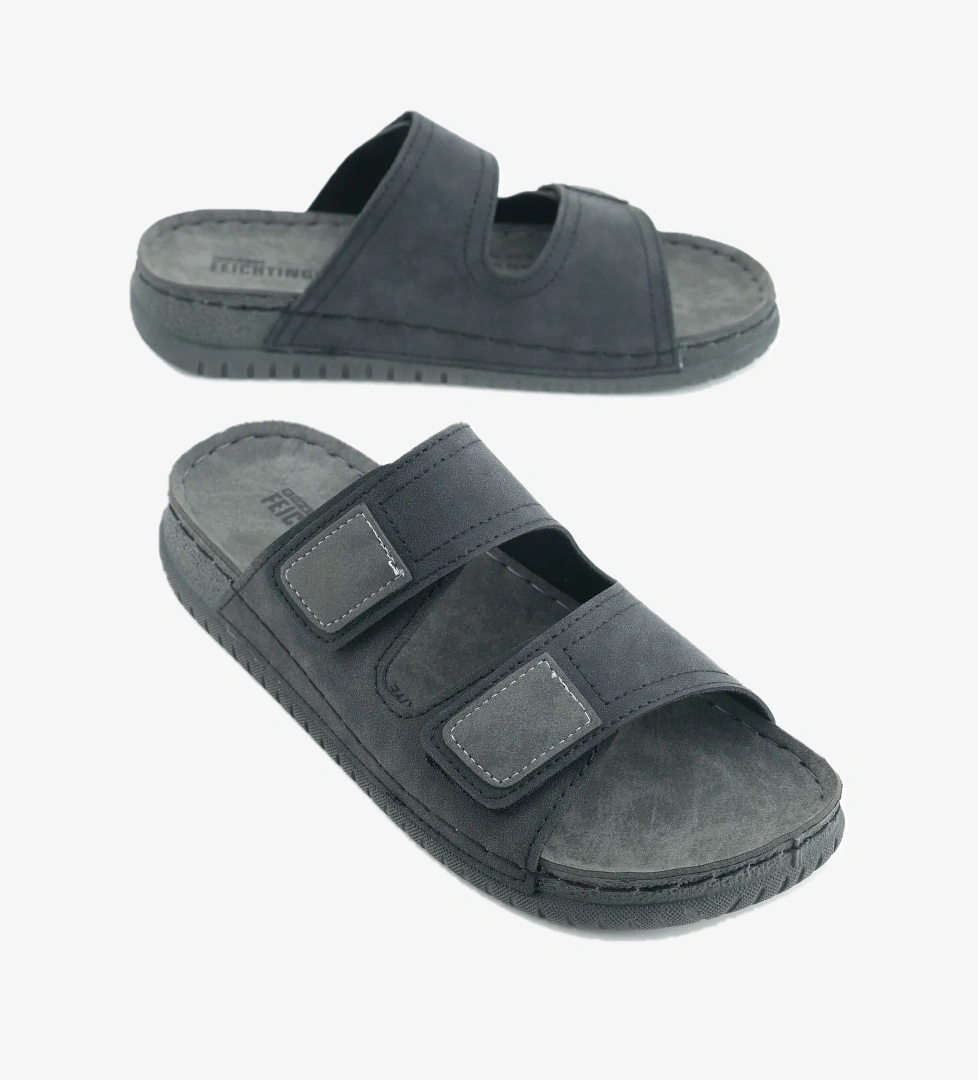 Yazlık Erkek Suni Deri Rahat İç Taban İki Cırtlı Kemer Ayarlanabilir Günlük Terlik - Görsel 1