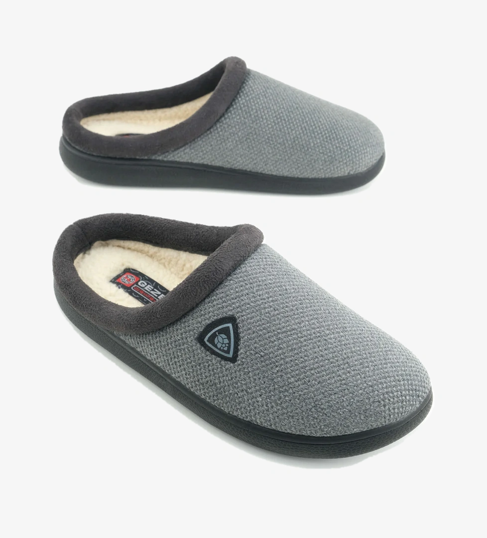 Erkek Kışlık Peluşlu Rahat İç Taban PU Alt Taban Ev Bahçe Gondol Terlik - Görsel 1