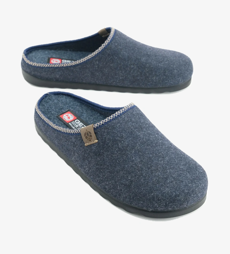 Erkek Kışlık Keçe Rahat İç Taban PU Alt Taban Ev Bahçe Gondol Terlik - Görsel 1