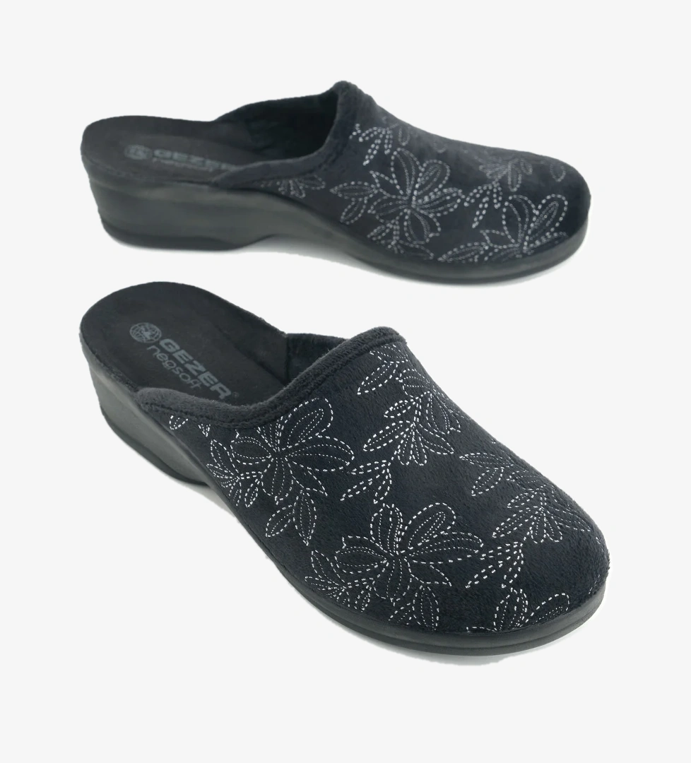 Kadın Kışlık Rahat Yüksek Taban Nakışlı Tasarım Ev Bahçe Terlik - Görsel 1