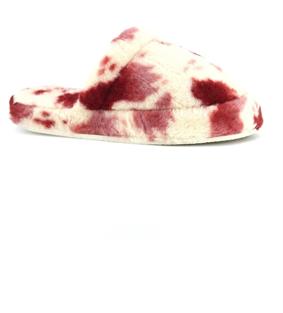 Kadın Desenli Peluş Yumuşak Hafif Ses Yapmayan Kaymaz Taban Çeyiz Bohça Kışlık Ev Terliği 1021-127-0004 - Görsel 1