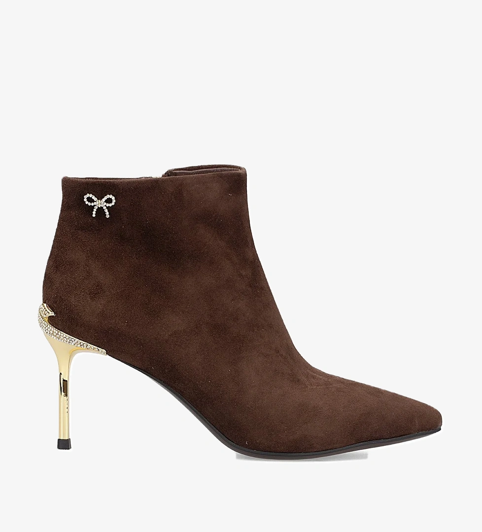 25K417 Kadın Hakiki Deri Topuklu Bot Kahverengi