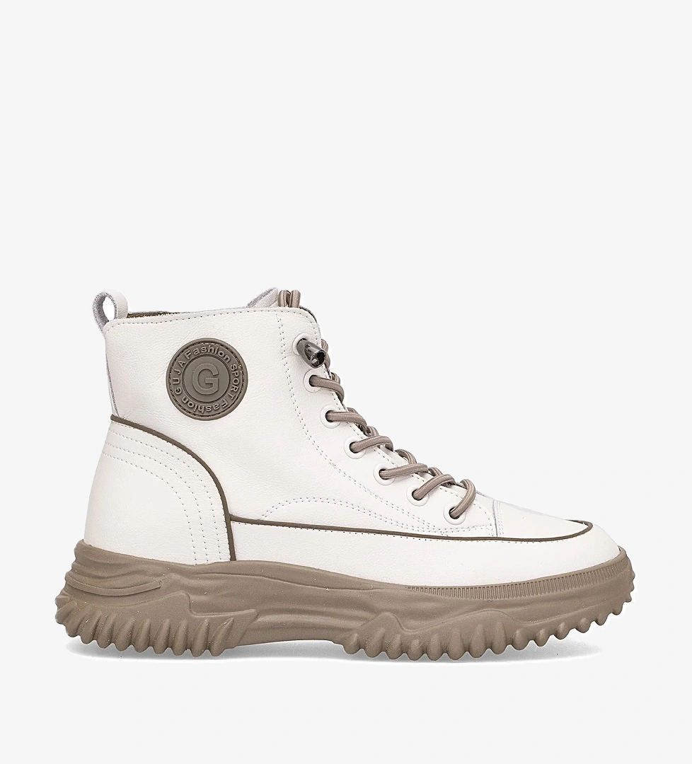 25K310-13 Kadın Hakiki Deri Sneaker Bot Bej