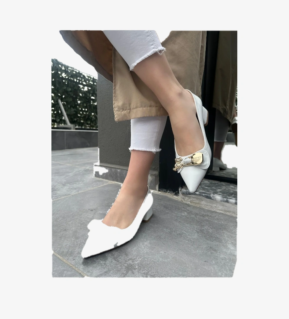 Pabucmarketi Beyaz Kadın Topuklu Ayakkabı model görseli