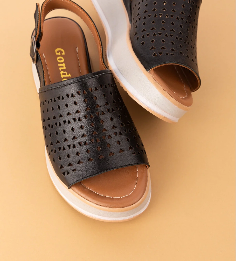 Gondol Kundura Gondol Kadın Hakiki Deri Platform Tabanlı Sandalet Mlk.5353 model görseli