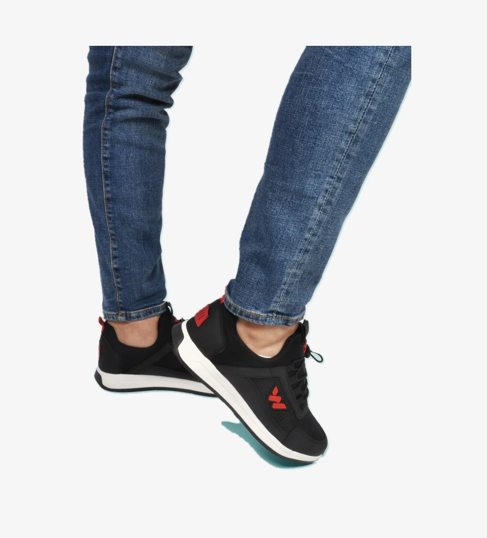 Apollo 166 M Siyah-Kırmızı Fileli Hafif Erkek Spor Ayakkabı - Görsel 1