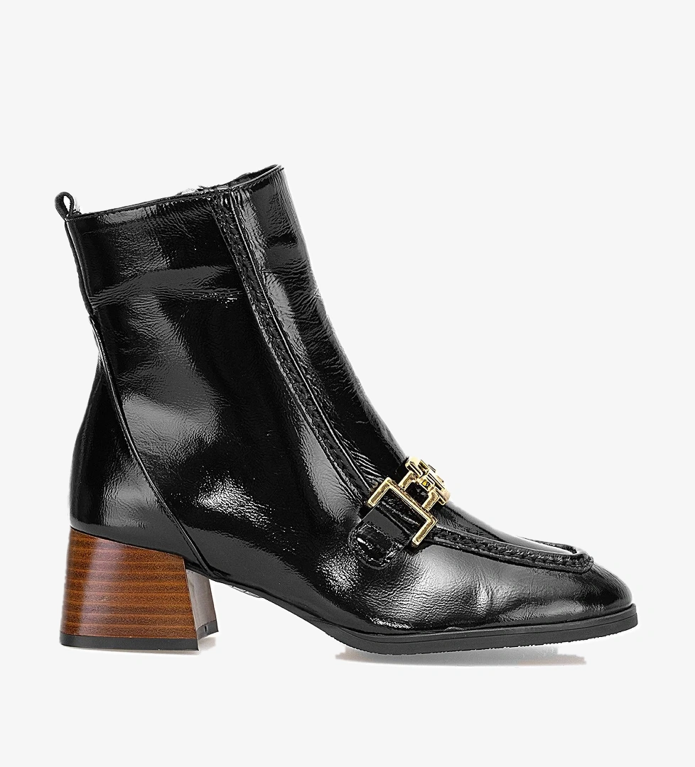 Mammamia D25KB-8265 Kadın Hakiki Rugan Deri Topuklu Bot Siyah model görseli