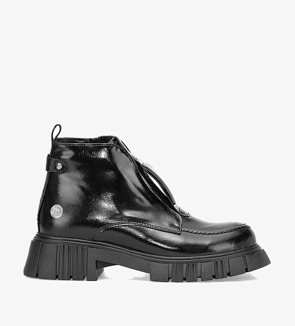 Mammamia D25KB-1620 Kadın Hakiki Rugan Deri Topuklu Bot Siyah model görseli