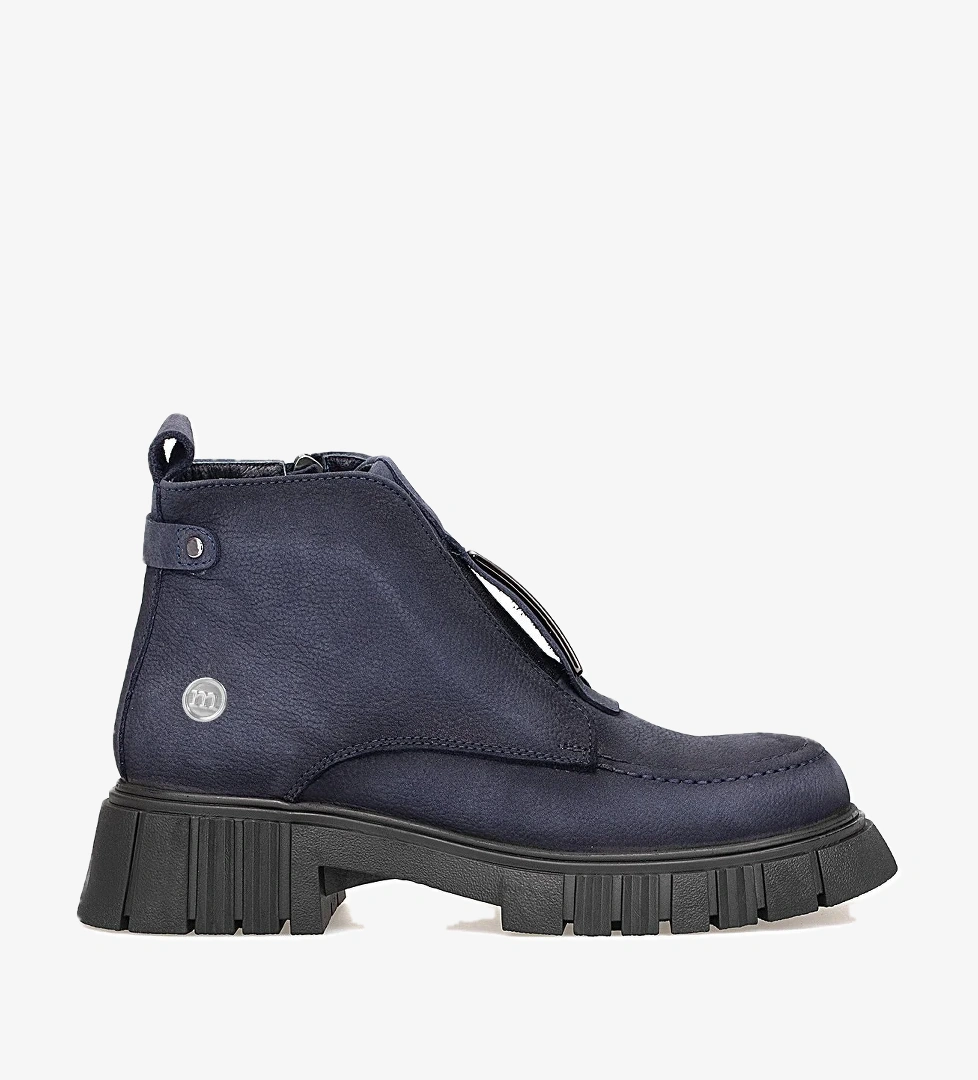 D25KB-1620 Kadın Hakiki Nubuk Deri Topuklu Bot Lacivert - Görsel 1