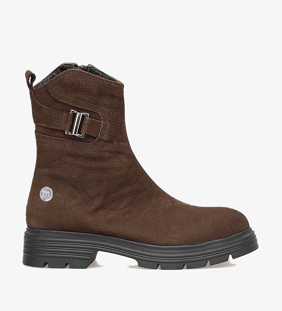 Mammamia D25kb-1945 Kadın Hakiki Nubuk Deri Topuklu Bot Kahverengi Siyah model görseli