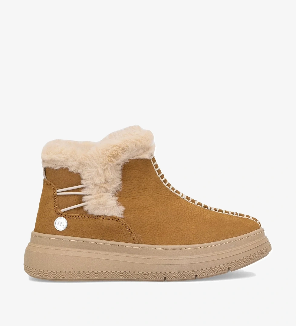 D25KB-1540 Kadın Hakiki Nubuk Deri Düz Bot Taba