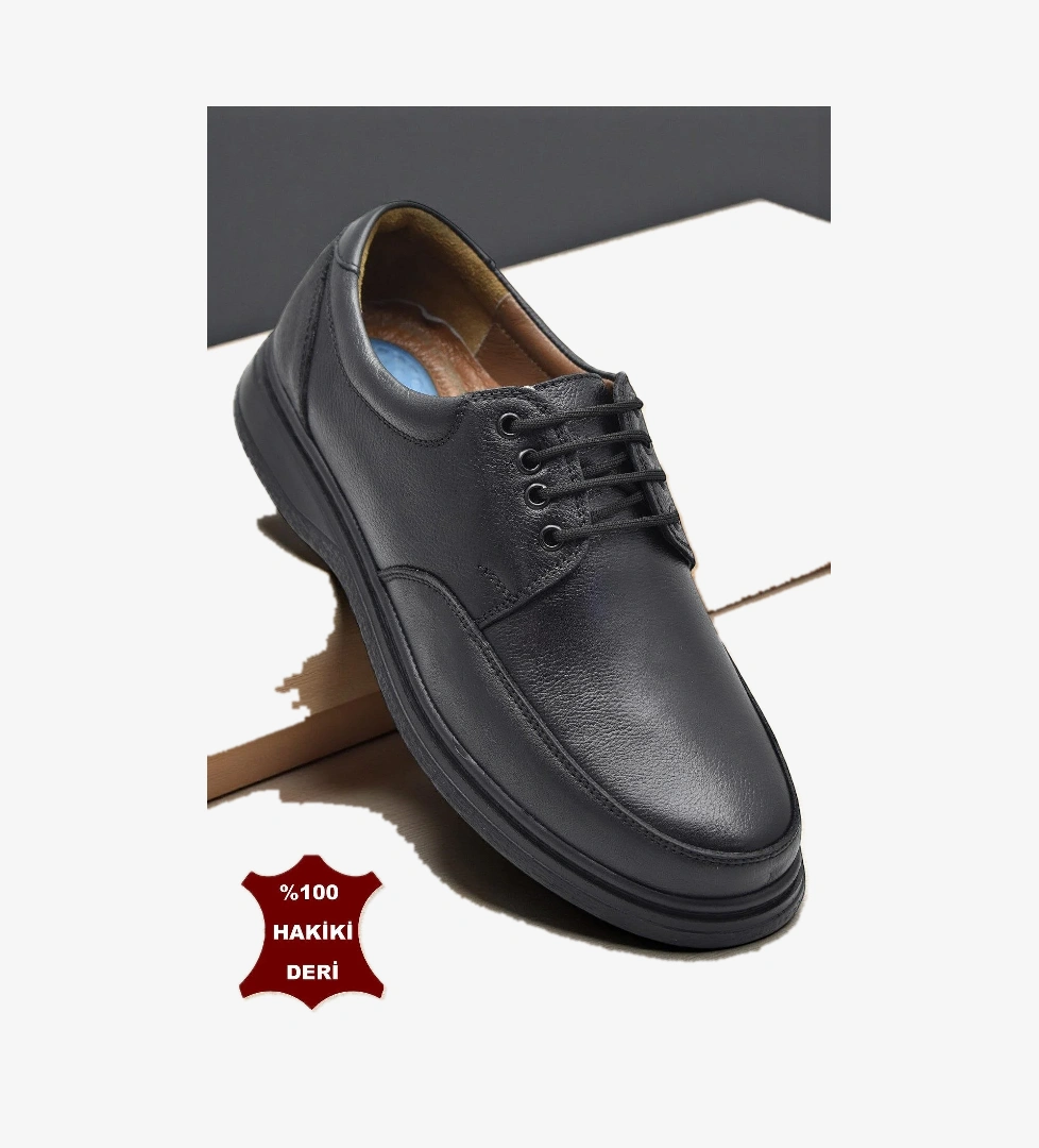 TAB430 Ortopedik Taban Hakiki Deri Erkek Ayakkabı Mevsimlik Baba Ayakkabısı - Görsel 1