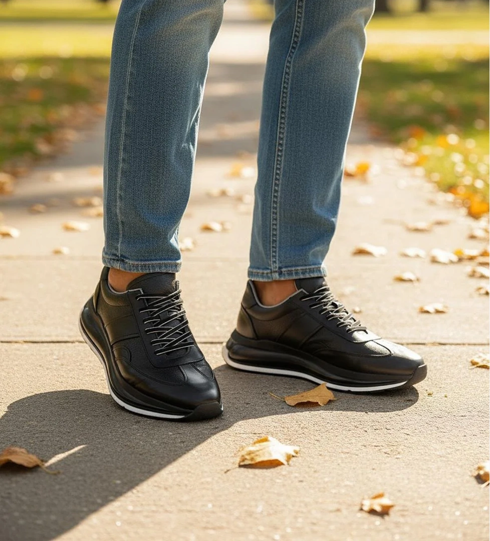 1217-1 Ortopedik Taban Hakiki Deri Günlük Erkek Ayakkabı Kauçuk Taban Casual Ayakkabı