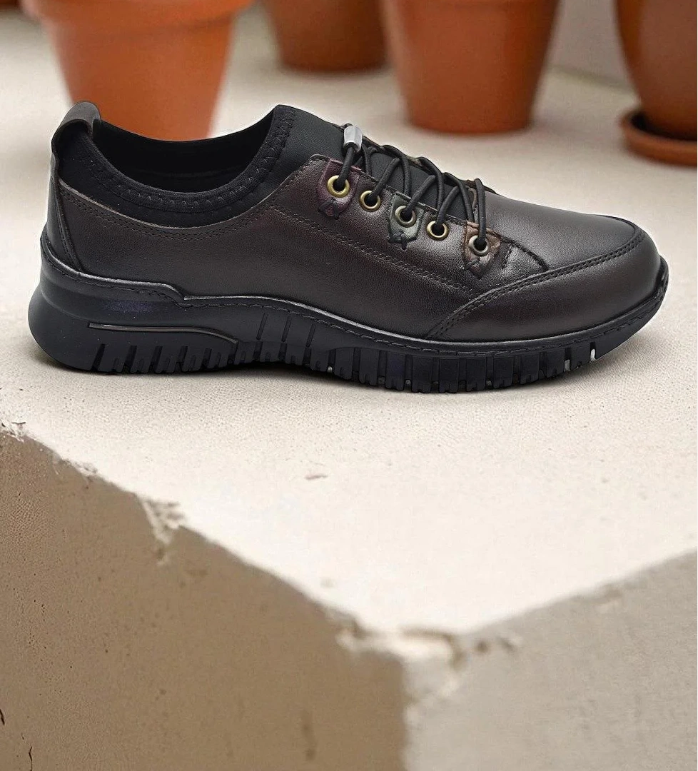 1988-1 Tam Ortopedik %100 Hakiki Deri Günlük Ayakkabı Kadın Ayakkabı Kaymaz Taban