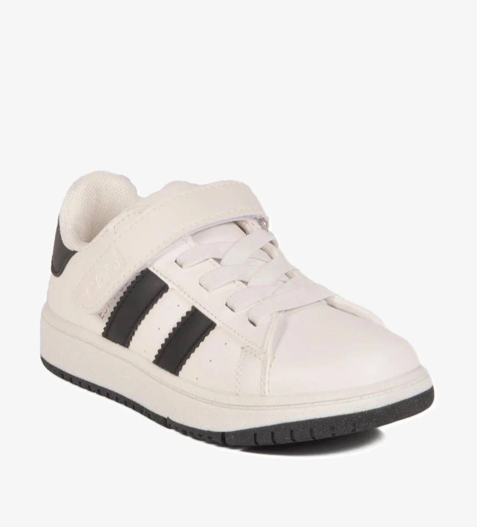 Cool Cooper F Beyaz-Siyah Cırtlı Hafif Çocuk Spor Ayakkabı