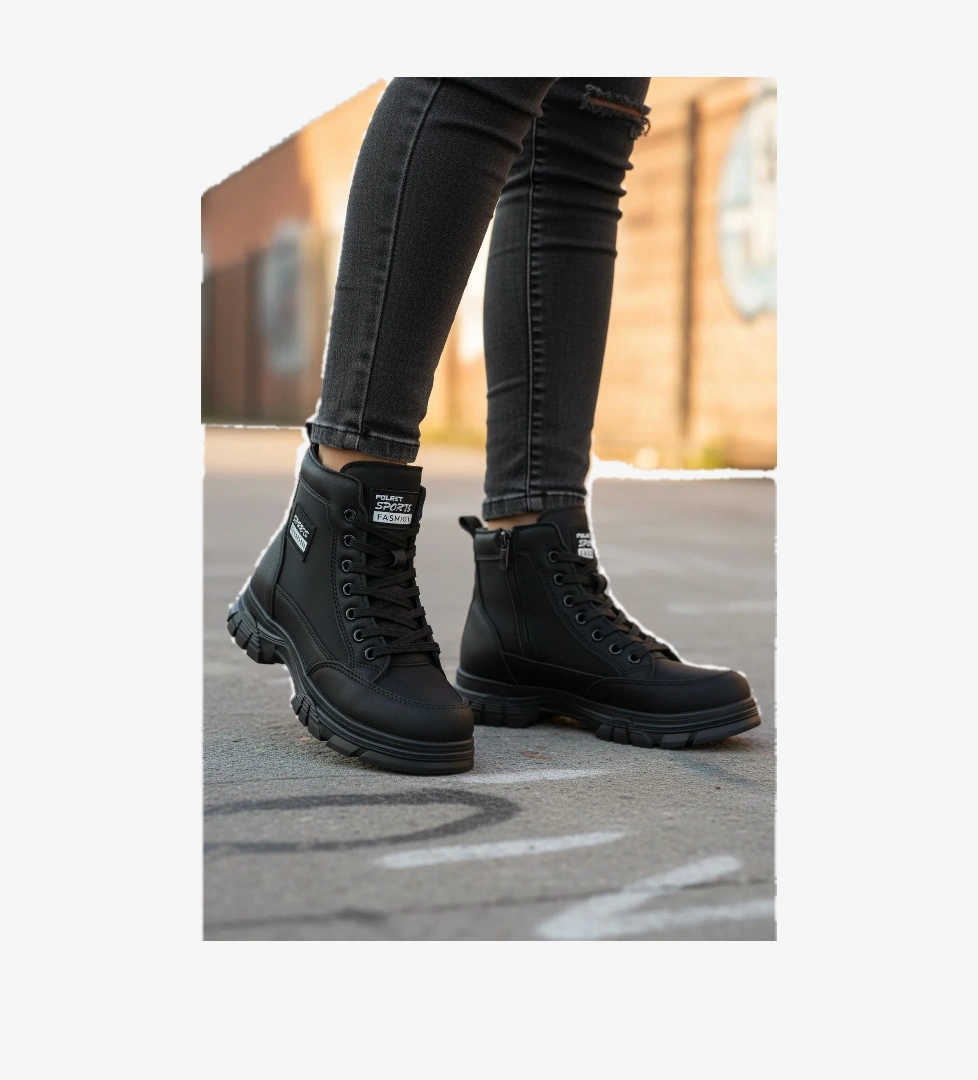 Walkway 24090 Z Bej-vizon Siyah Nubuk Kadın Polact Bot model görseli