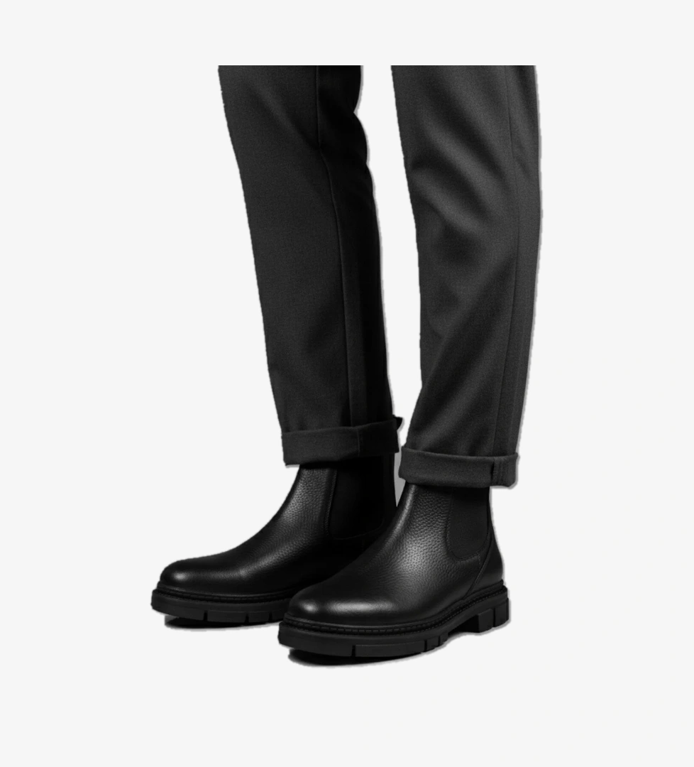 HARD Hakiki Deri Kalın Taban Erkek Kışlık Chelsea Bot